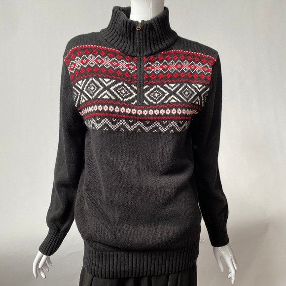 Chaps Blk Cotton Zip Sweater - sz 18/20 - Picture 5 of 10